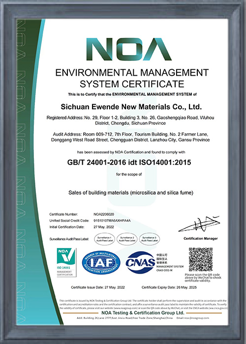 ISO 14001 environmental management system certificate, English version